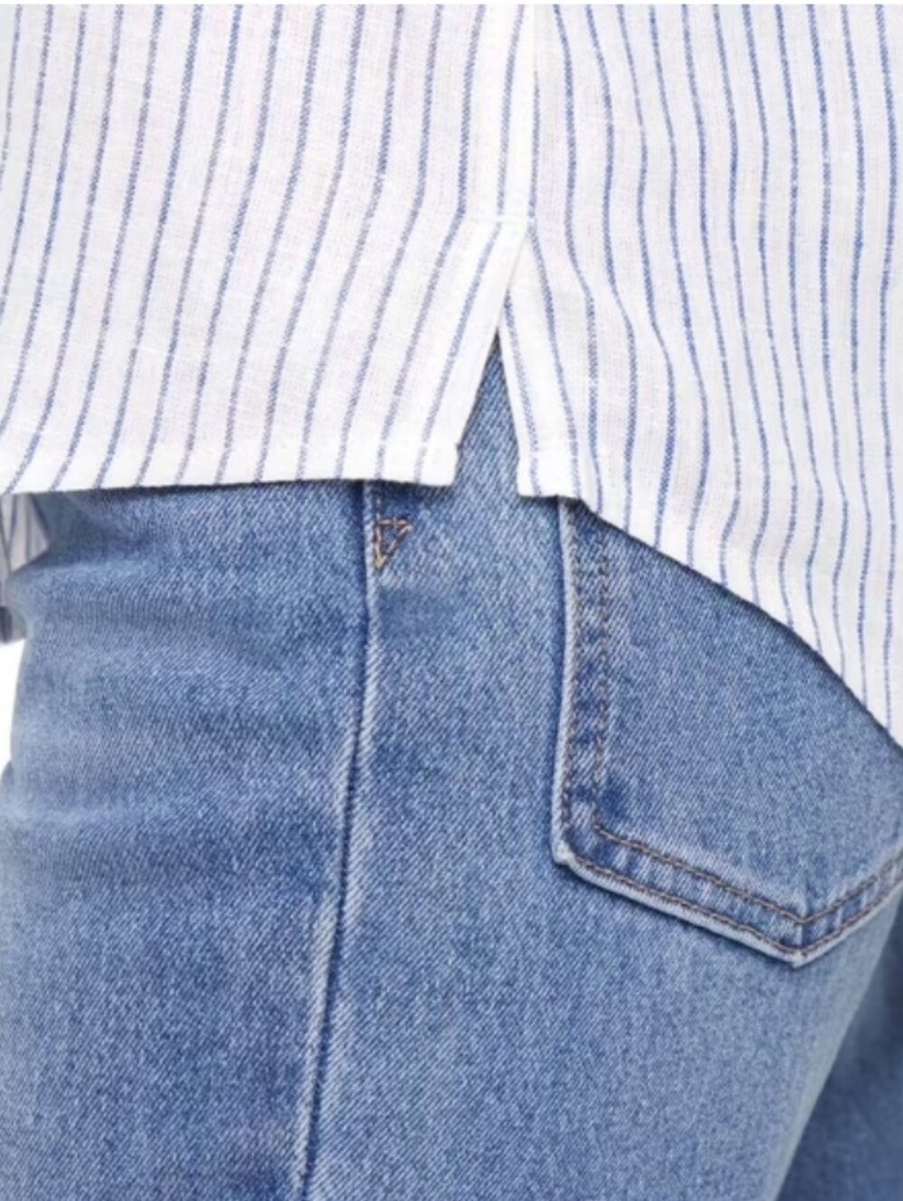 NWT GAP Women's Linen White Button-Down Shirt with Navy Pinstripes Size Small - Picture 5 of 12